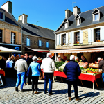 **

"A vibrant farmers market in Brittany, France, filled with stalls overflowing with fresh, local produce and artisan goods. People are browsing and buying, fully clothed in appropriate attire. In the background, a charming village with stone houses can be seen. Safe for work, appropriate content, fully clothed, perfect anatomy, natural proportions, professional photography, family-friendly scene."

**