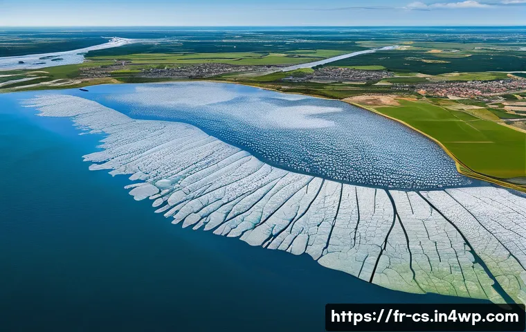 해수면 상승과 관련된 최신 연구 동향 - A detailed aerial view of the French Atlantic coastline near Bordeaux, showcasing accelerated glacie...