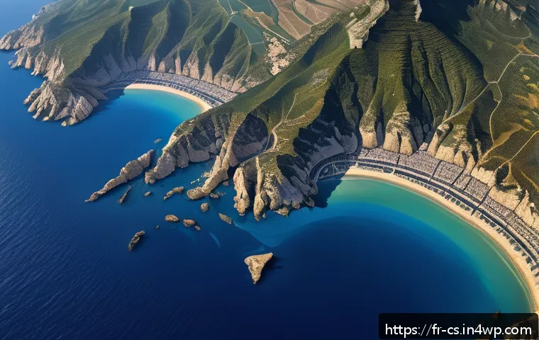 해수면 상승 대응을 위한 국제 연구 협력 - A high-resolution satellite view of the French Mediterranean coastline at sunrise, showing detailed ...